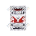 VW T1 BUS, dombornyomott fém dekoráció, piros, 20x30 cm
