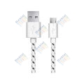 USB 2.0 MICRO kábel A-B 1m, fehér, fonott